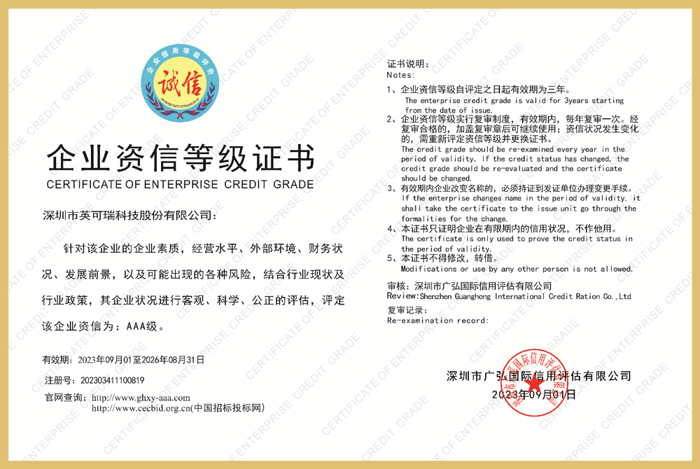 Enterprise Credit Rating Certificate
